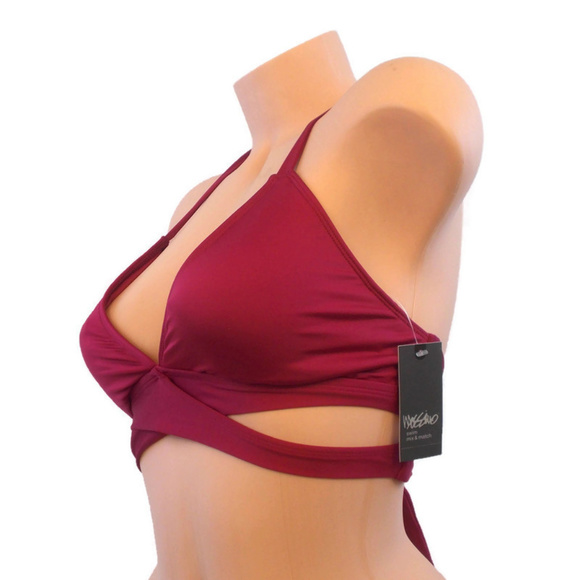 MOSSIMO Faux Wrap Halter Tie Bikini Top RED XL NWT - Picture 4 of 6